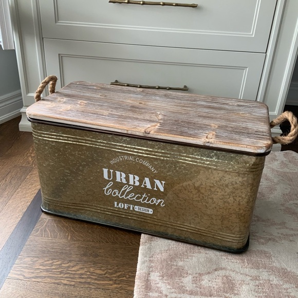 Urban House Living Green Hemp Metal Wood Alexandra Large Storage Container - Picture 3 of 12